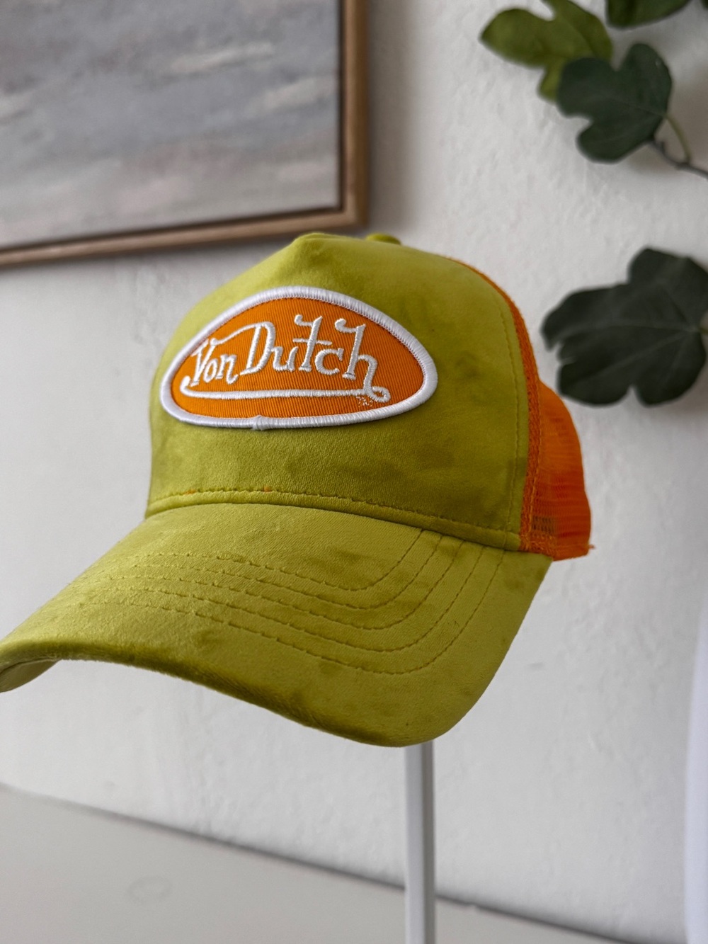Von Dutch Lime Green & Orange Mesh Trucker Hat